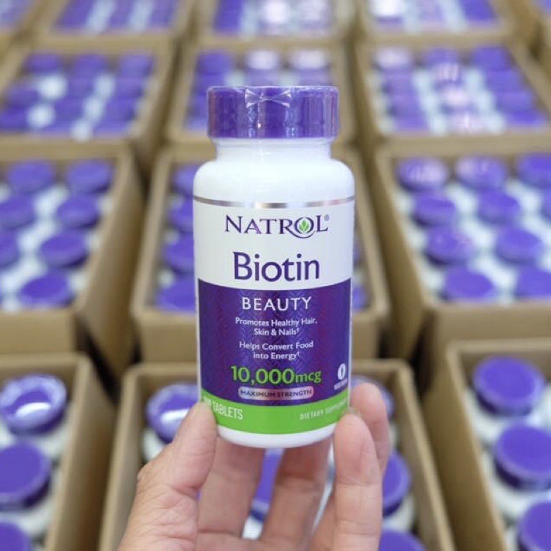 Viên uống mọc tóc Biotin Natroe 10.000mcg (Hàng Mỹ)