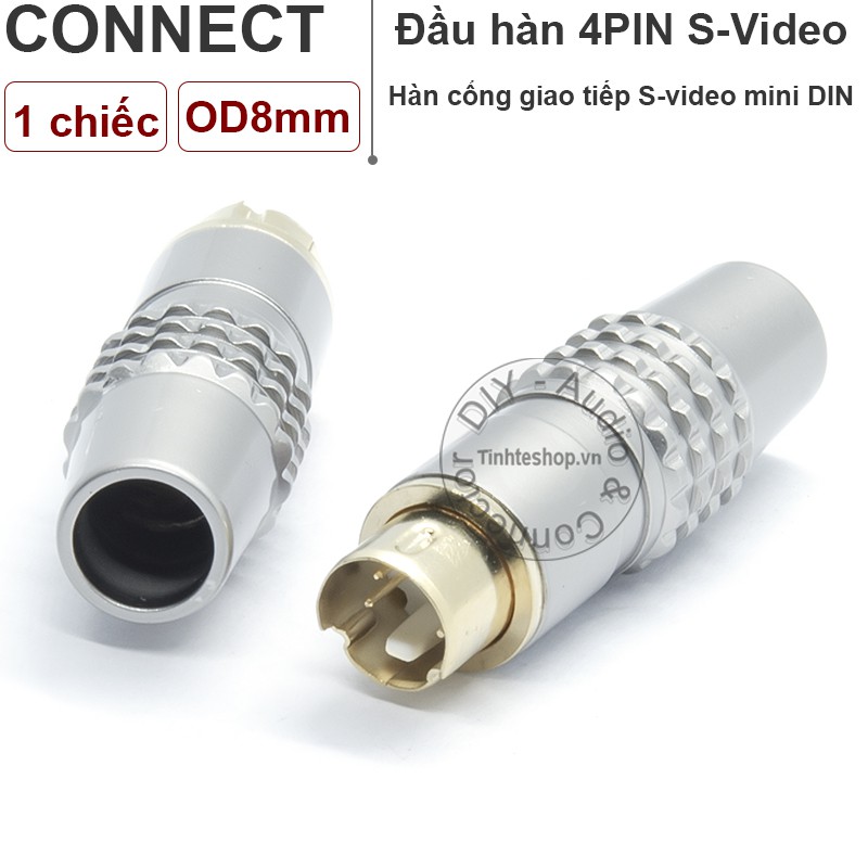 1 chiếc - Đầu hàn rắc cắm cổng Mini DIN 4PIN S-video - Đầu hàn cổng Svideo đực - S-video mini DIN 4pin male gold 24K 3U