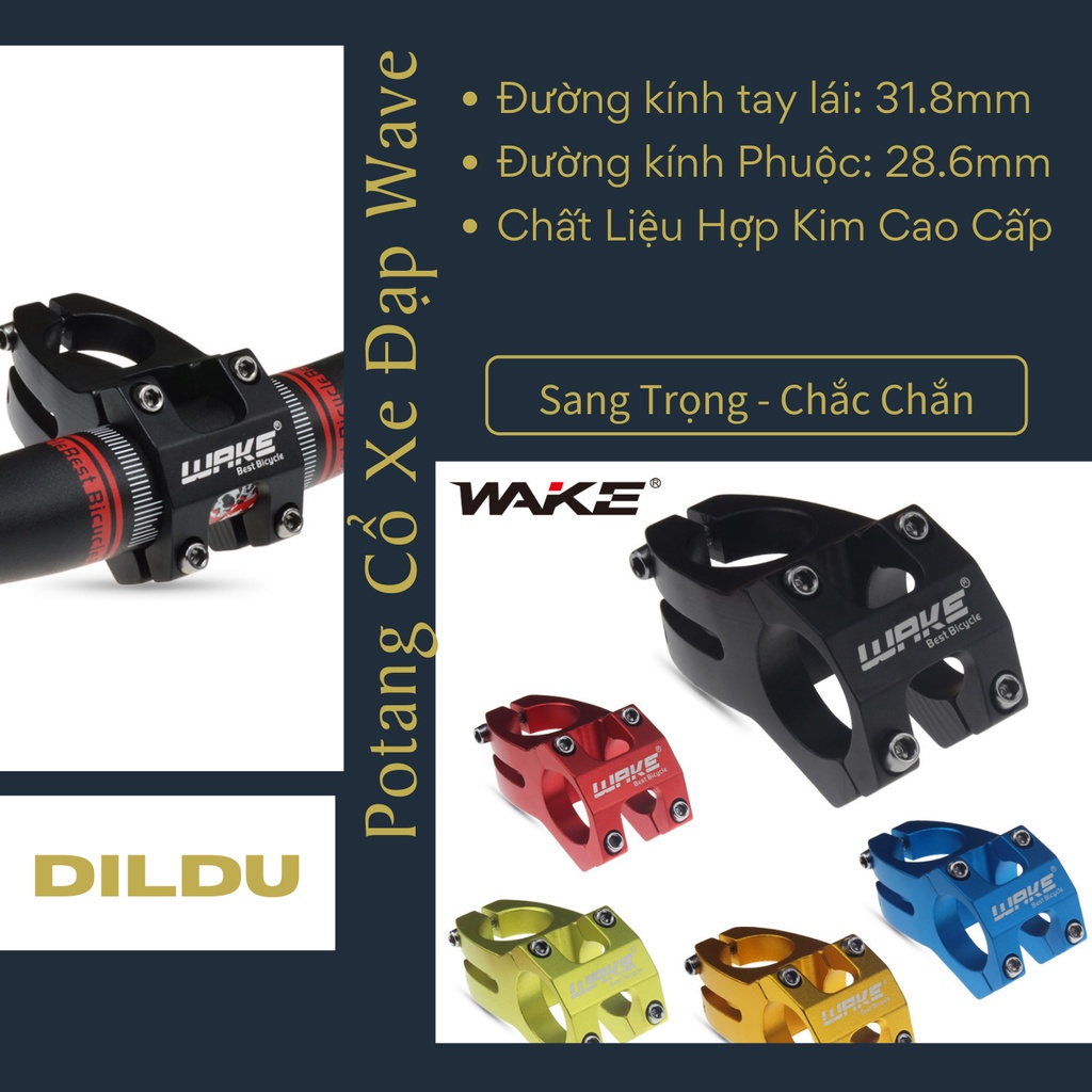 Pô Tăng (Stem) Xe Đạp Thể Thao WAKE - Loại Ngắn - Phi 31.8mm - Hợp Kim Nhôm Nhẹ Độ Bền Cao
