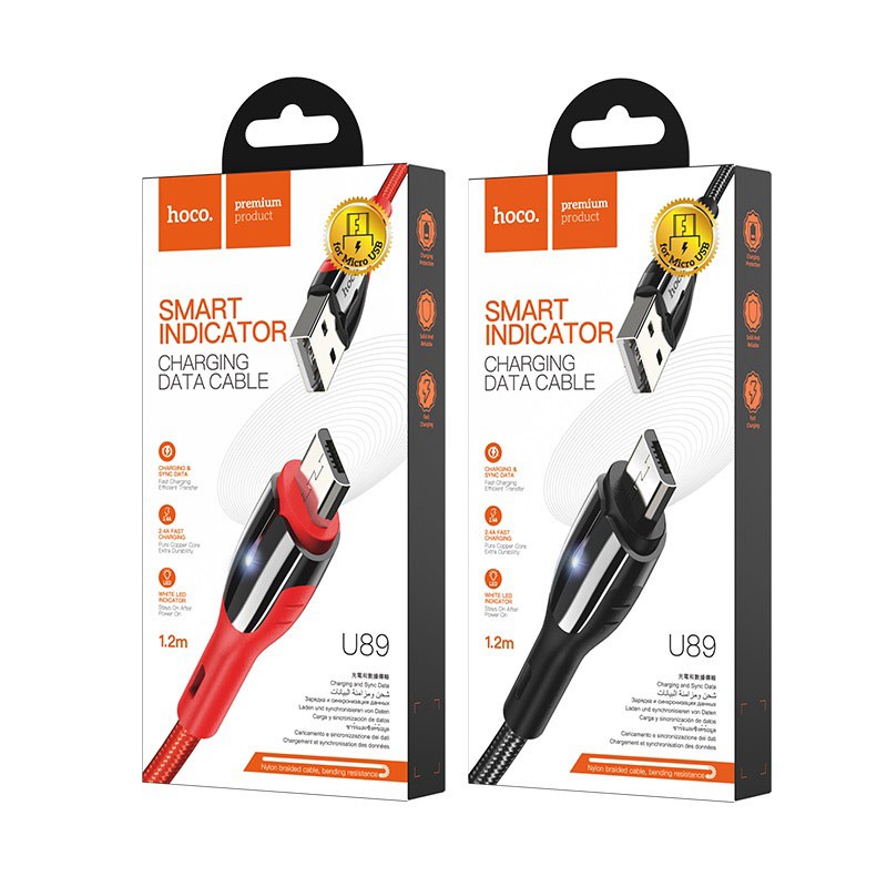 Cáp Sạc MICRO USB Hoco U89 Cho Android Dây Dù 1.2M - BH 1 Năm Chính Hãng (MÀU SẮC NGẪU NHIÊN) - Hưng Long PC