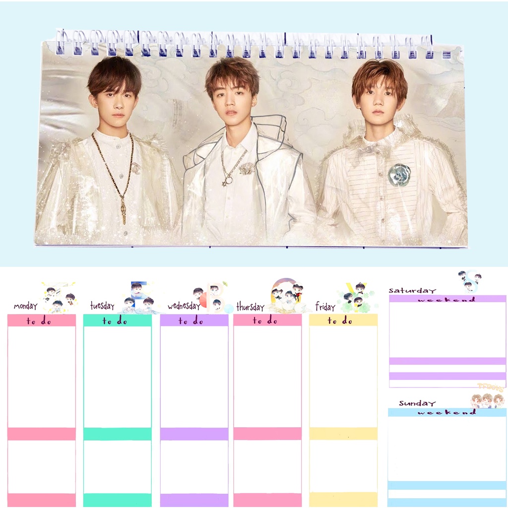 Sổ kế hoạch tuần tfboys hoạt hình WPI43 Weekly Planner 52 trang