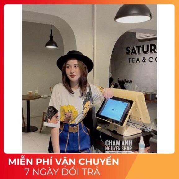[ 𝐅𝐑𝐄𝐄 𝐒𝐇𝐈𝐏 ] SET ÁO HOẠT HÌNH CÔ GÁI TÓC VÀNG MIX SOOC ĐÙI XANH VIỀN