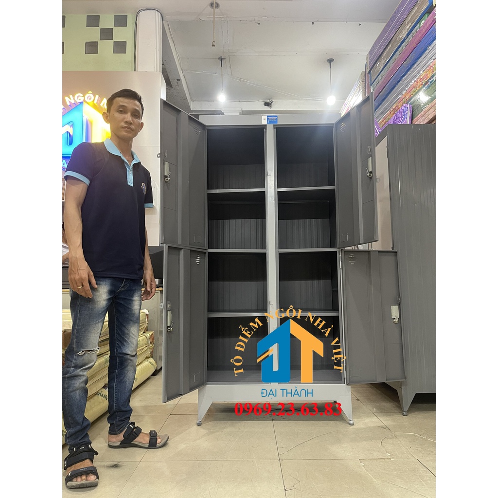 Tủ hồ sơ văn phòng 4 cánh - Tủ để đồ nhân viên - Dày dặn có khóa an toàn - Free ship HCM