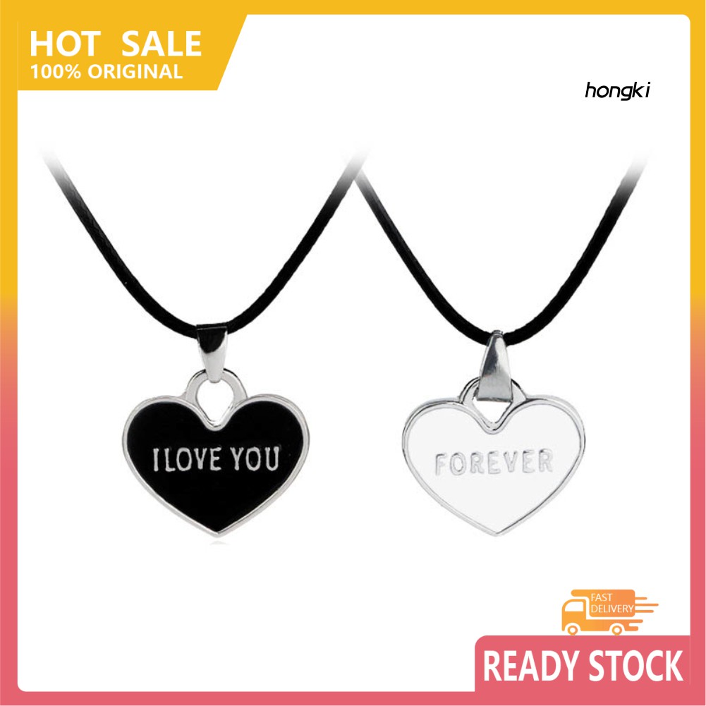 FOREVER (Hàng Mới Về) Set 2 vòng cổ Mặt Trái Tim Khắc Chữ Cho Cặp Đôi