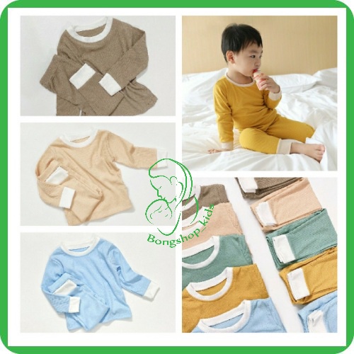 Bộ Dài Tay Thun gân phong cách Hàn Quốc Cho Bé Trai, Bé Gái size 7-18 kg