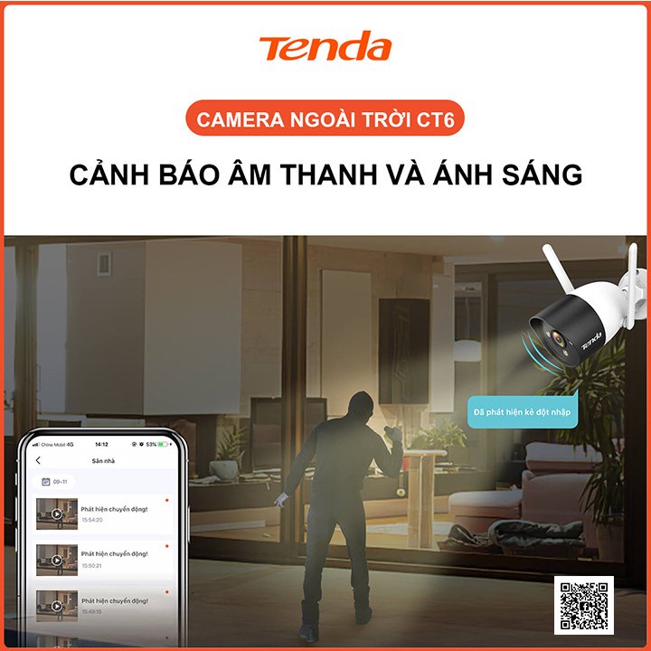 Camera wifi ngoài trời 3.0 có màu ban đêm Tenda CT6 cao cấp tặng kèm thẻ nhớ chính hãng