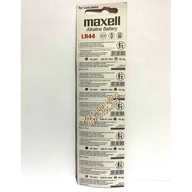 Pin LR44 / A76 / AG13 Maxell Chính Hãng Vỉ 10 Viên