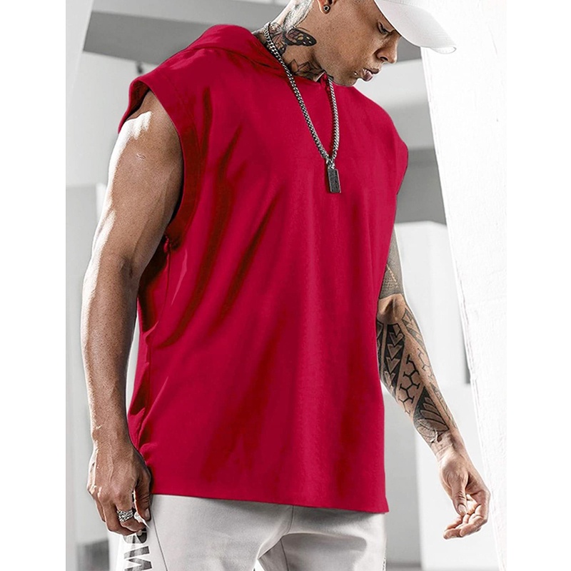 Áo khoác hoodie thể thao không tay dáng rộng thời trang mùa hè size M-3Xl cho nam