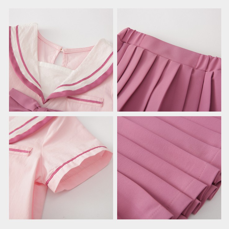 Set Áo Sơ Mi + Chân Váy Xếp Li Phong Cách Hàn Quốc Cho Bé Gái