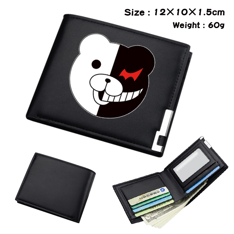 Ví Ngắn Màu Đen In Họa Tiết Hoạt Hình Danganronpa Monokuma Đơn Giản Trẻ Trung