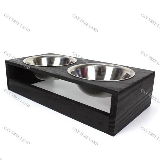 KHAY ĂN BẰNG GỖ SIÊU CỨNG, KÈM BÁT ĂN CHÓ MÈO BẰNG INOX MS.67