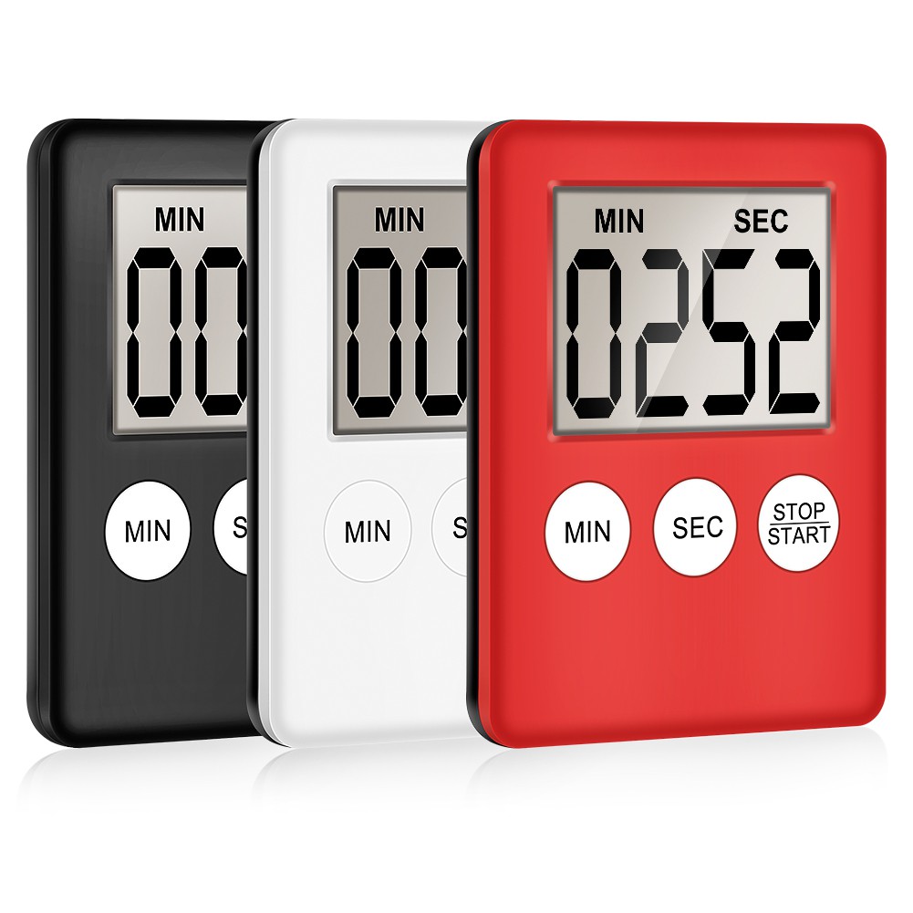 【In stock】 Super Thin LCD Digital Screen Kitchen Timer Square Cooking Count Up Countdown Alarm Magnet Clock Temporizador 【In stock】