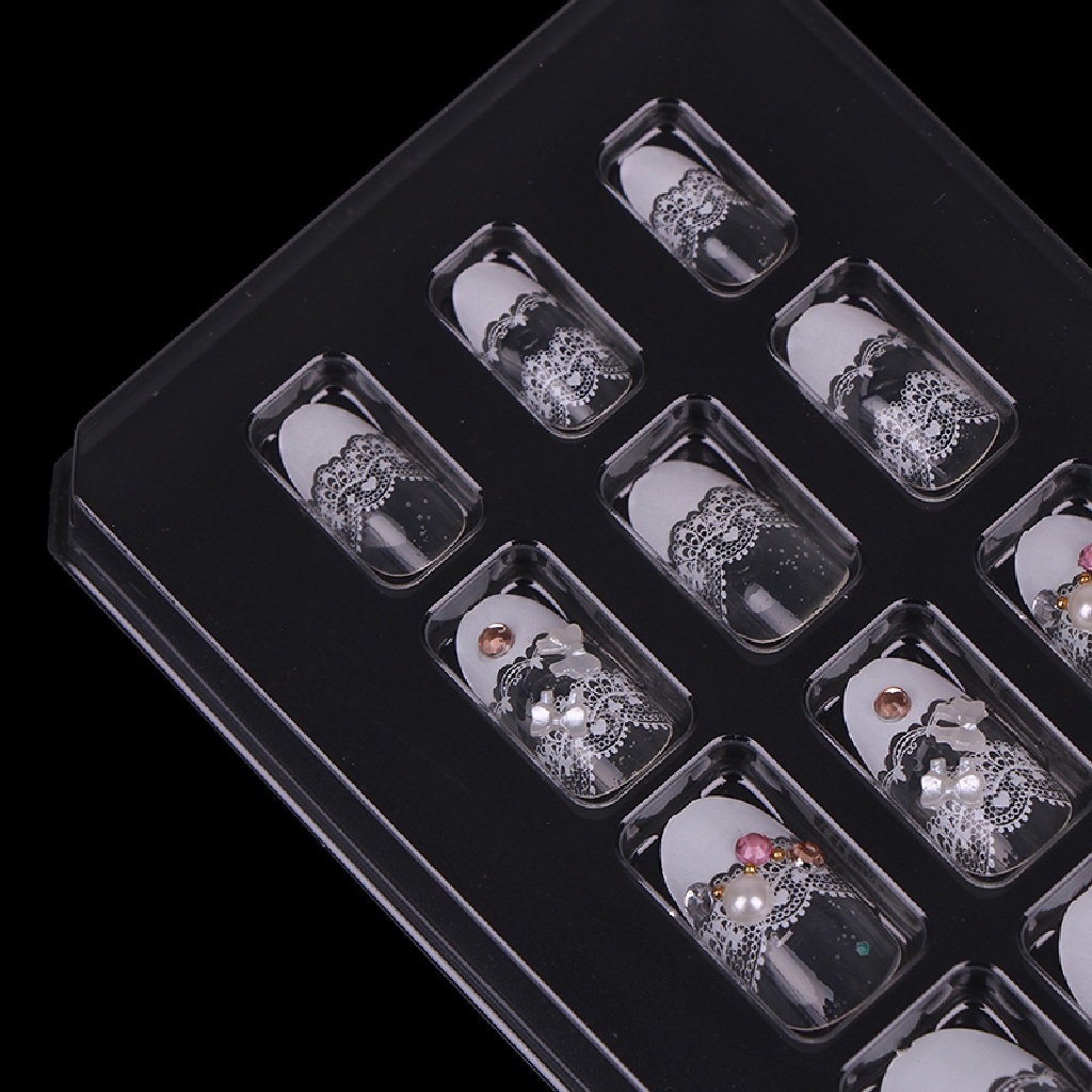 Set 24 Móng Tay Giả Acrylic Che Phủ Toàn Diện Phong Cách Pháp