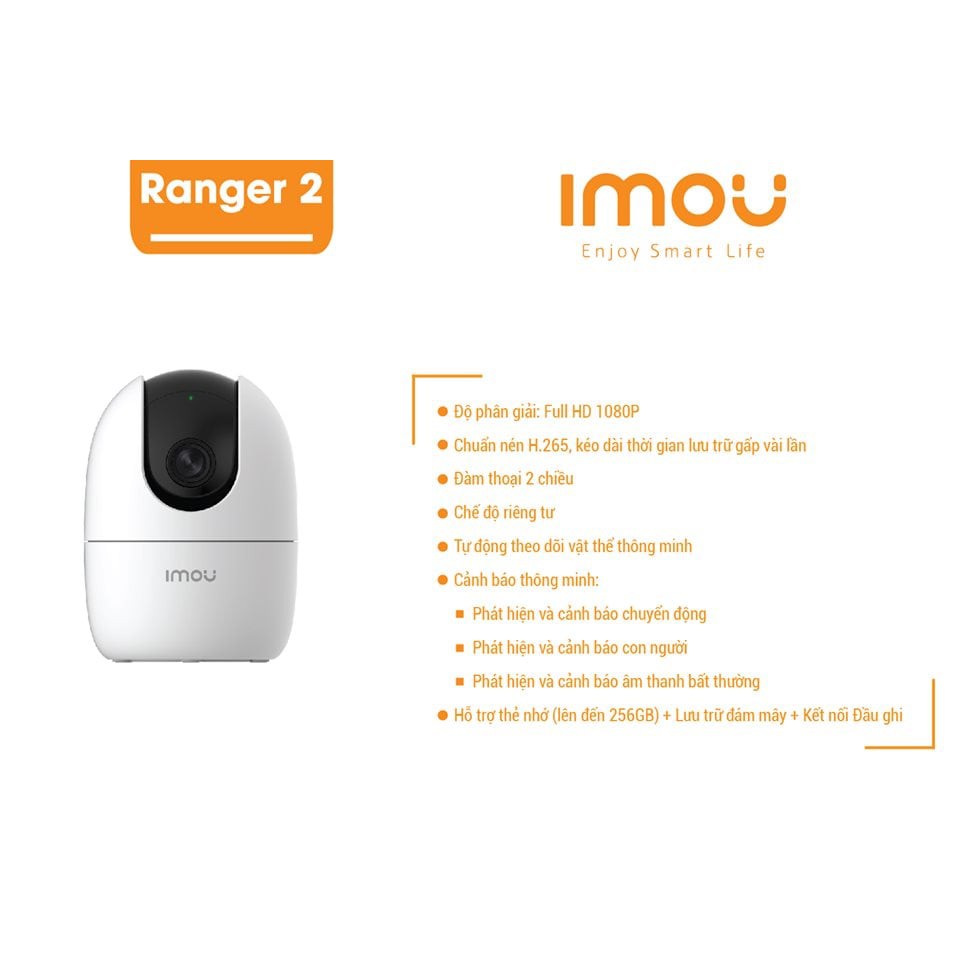 Camera Wif IMOU IPC-A22EP 2.0 Megapixel tích hợp báo trộm và phát hiện chuyển động, âm thanh 2 chiều