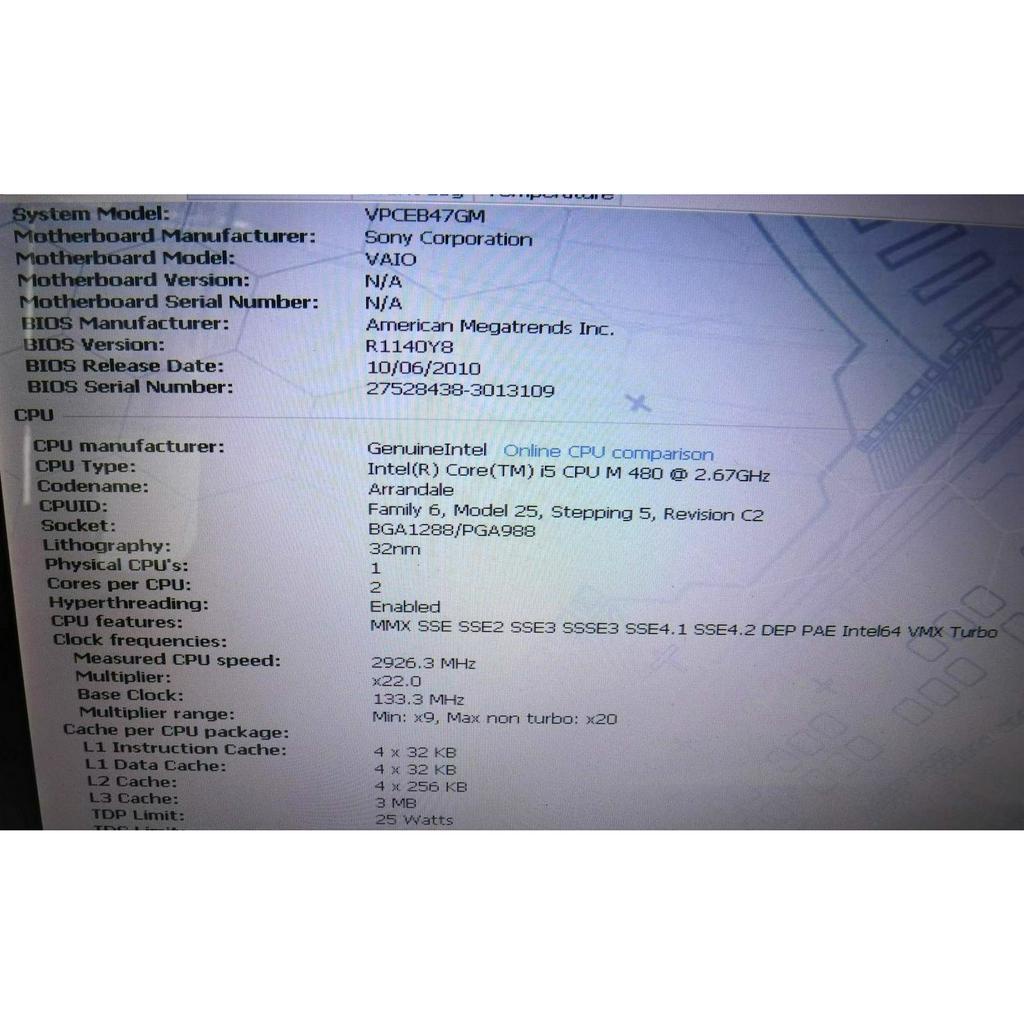 Main Sony VAIO VPCEB MBX-223