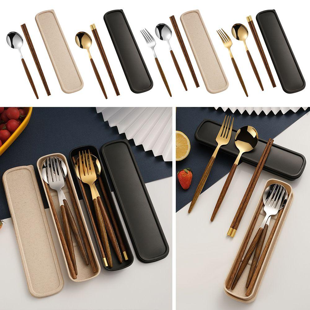 Bộ Muỗng Đũa Nĩa Ăn Tráng Miệng Bằng Gỗ Dùng Khi Đi Du Lịch