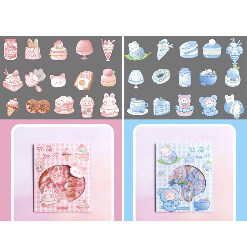 Set 45 Sticker Hình Dán trong suốt Bi store