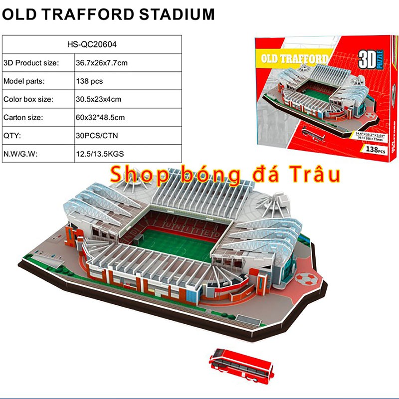 Mô hình sân vân động - các câu lạc bộ bóng đá Manchester, Arsenal, Chelsea, Barca, Real, Liverpool - Trâu shop