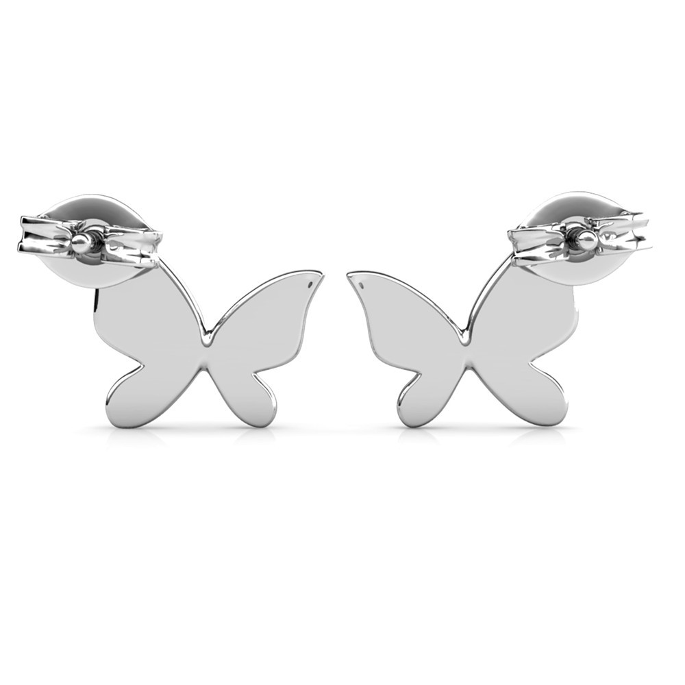 Khuyên tai bạc nữ Cecy cánh bướm đôi nạm đá xinh xắn 185-WG