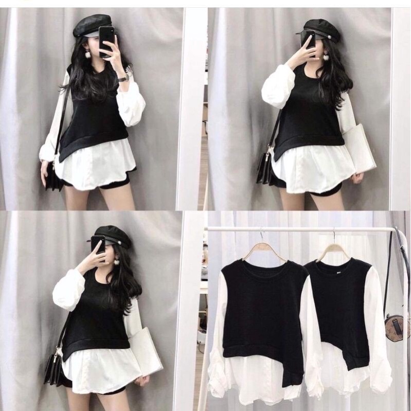 ÁO PHỐI KIỂU XINH BABYDOLL NƠ EO
