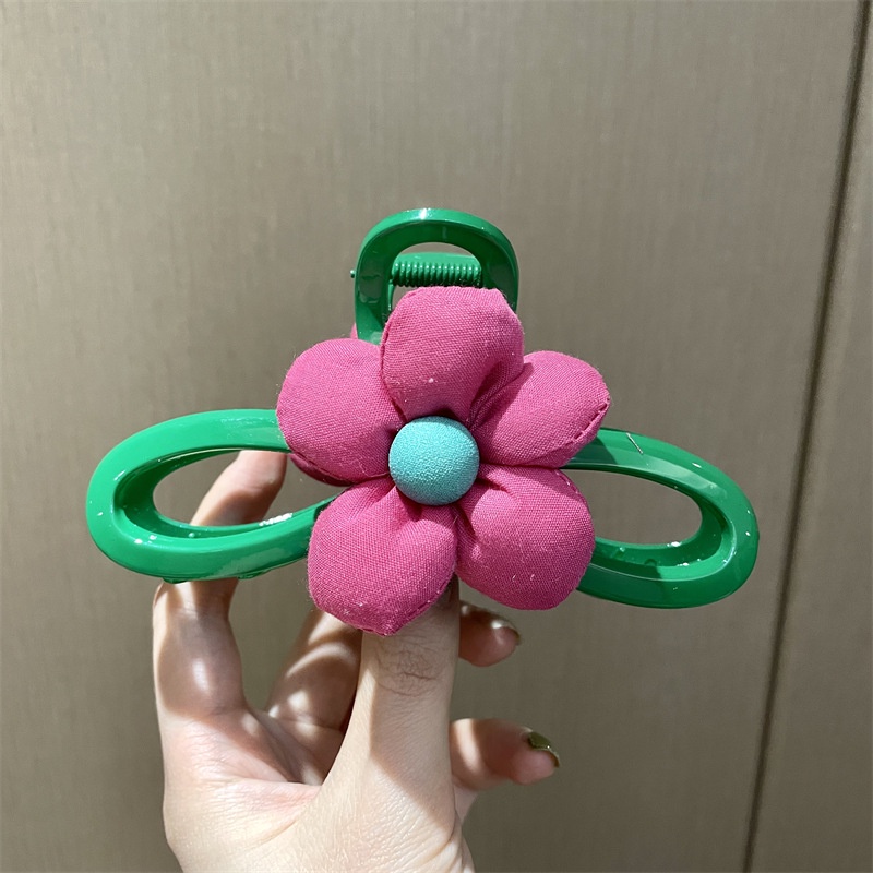 Kẹp Tóc Nhựa Hình Cá Mập Xanh Lá / Đỏ Hoa Hồng Lớn Thời Trang Xuân Hè Hàn Quốc Cho Nữ