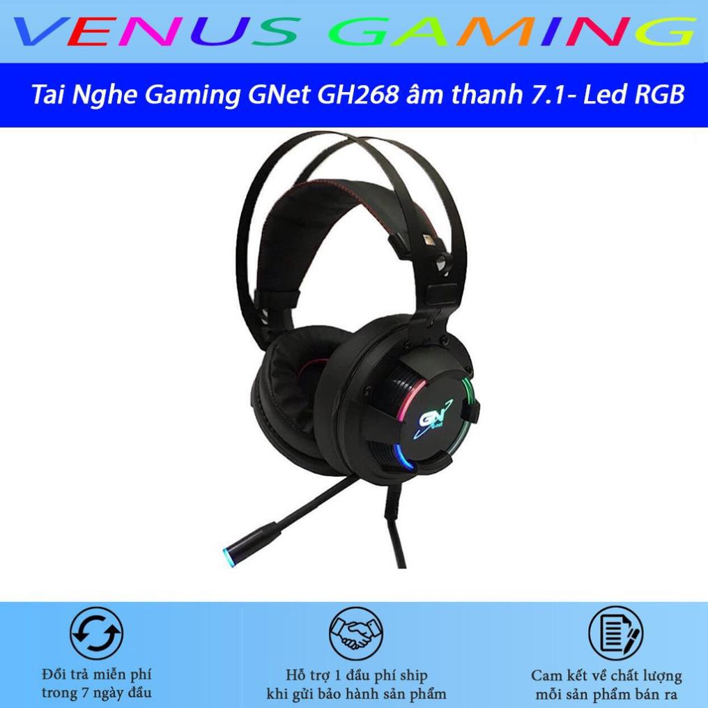 Tai Nghe Gaming GNet GH268 - Led RGB - Âm Thanh 7.1 Cổng USB  - BH 12 Tháng chính hãng