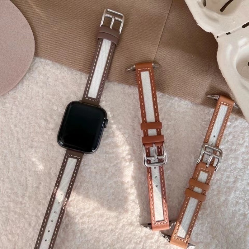 Dây Da Đeo Đồng Hồ Apple Watch band 3 4 5 SE 6 7 44mm 40mm 42mm 38mm iWatch 45mm 41mm