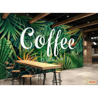Tranh 3D trang trí quán cafe, trà sữa KT ngang 1.25m*0.8m có keo sẵn