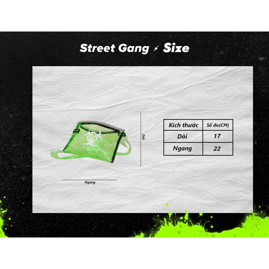 Túi trong suốt Dino - Xanh - Street Gang