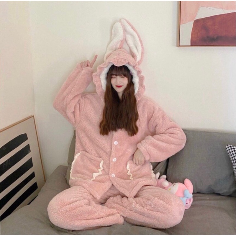 Bộ Ngủ Bông Tai Thỏ Siêu Cute | BigBuy360 - bigbuy360.vn