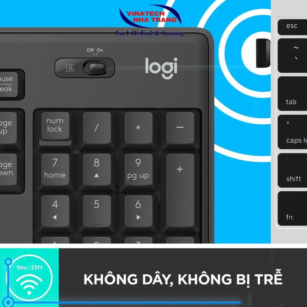 Bộ bàn phím & chuột không dây Logitech MK295 Silent-Hàng chính hãng, dùng trong văn phòng, thiết kế đồ họa, tiện lợi