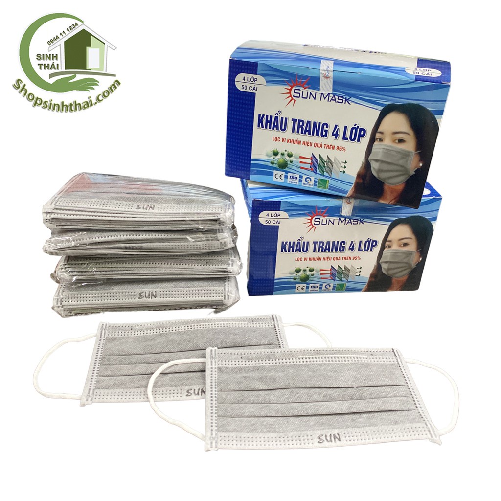 Khẩu trang y tế trẻ em và người lớn dày 4 lớp Sun mask cao cấp - chọn màu - chọn số lượng