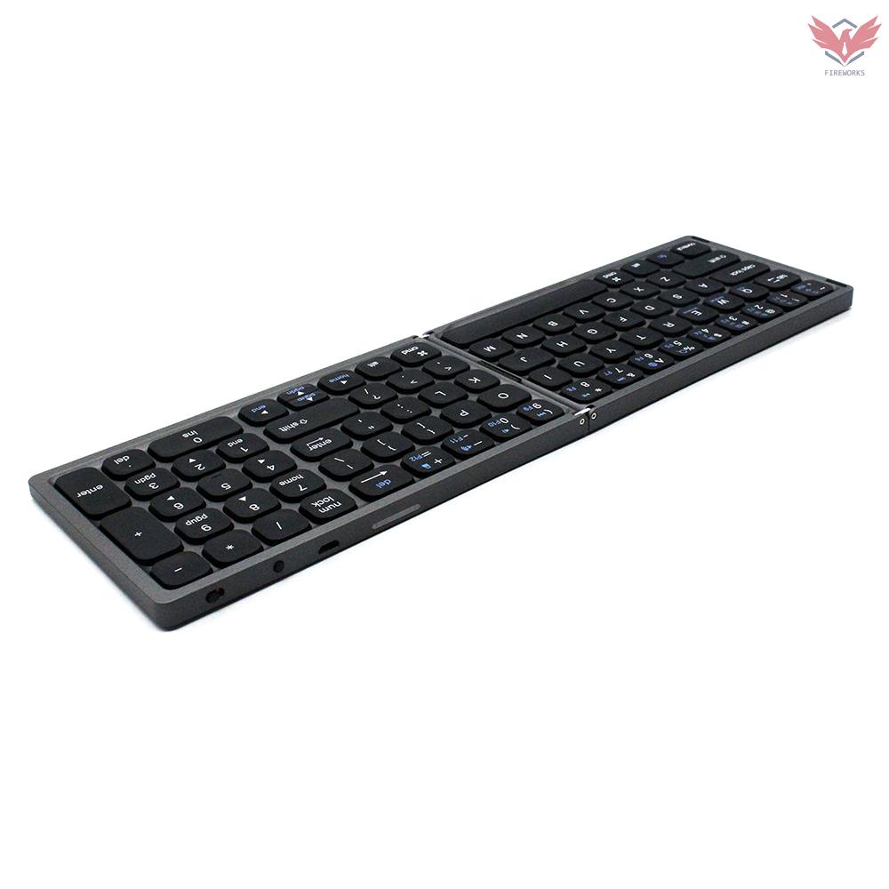 Fir Foldable BT Wireless Keyboard Portable Keyboard Pocket-size Keyboard Support Android Windows IOS Smartphone and Tablet Grey