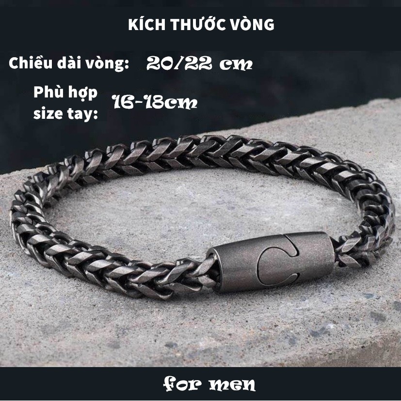 Vòng đeo tay/lắc tay nam dây xích 316L cao cấp khóa cài nam châm không phai màu chất lượng tốt - Bảo hành trọn đời