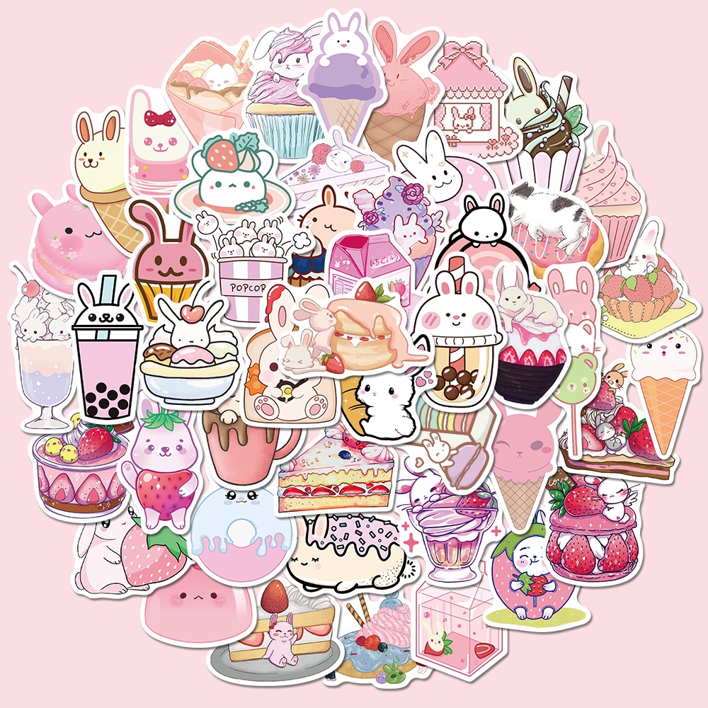 50 Sticker hoạt hình dễ thương dán trang trí laptop chống thấm nước