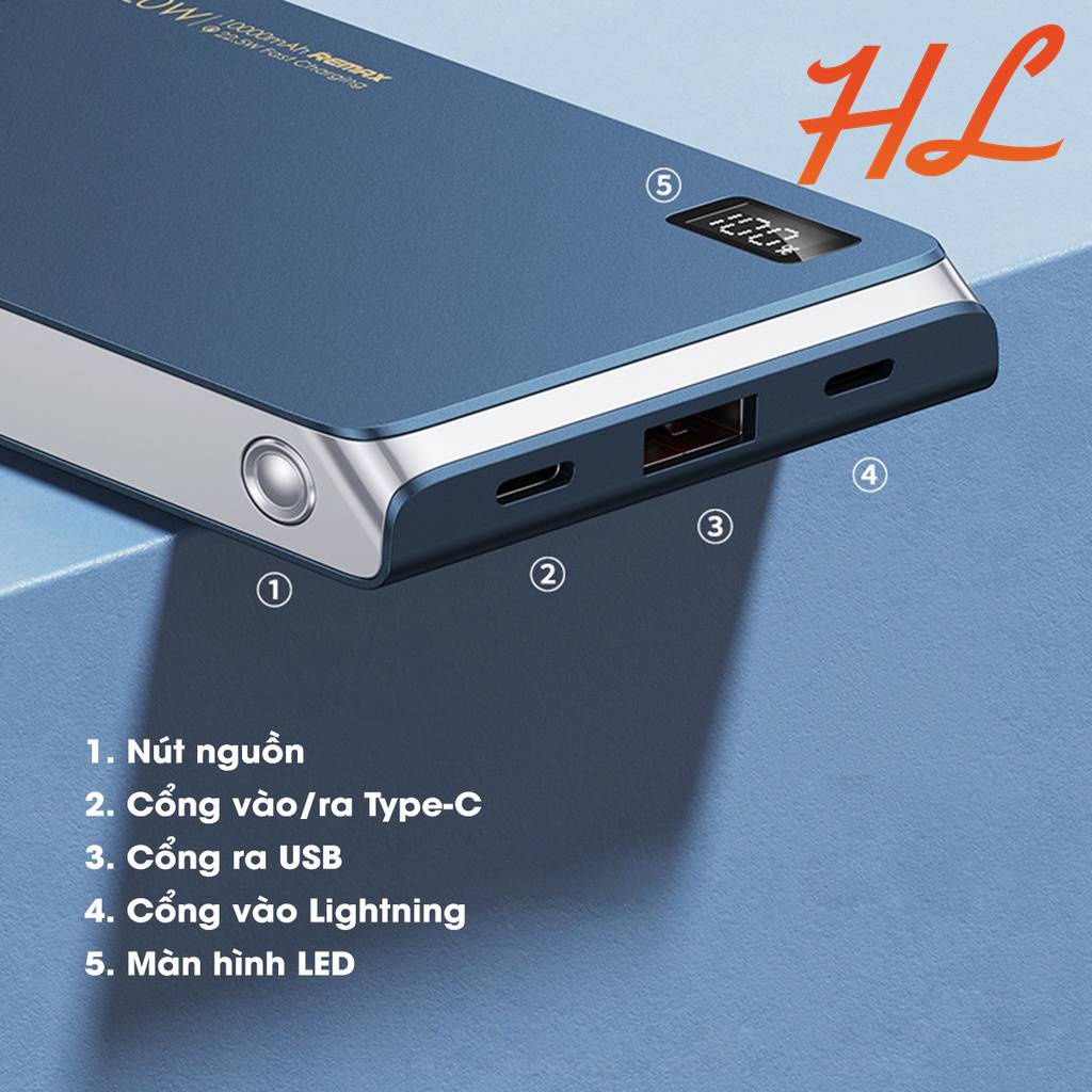 Pin Dự Phòng Mini Remax RPP-178 10000mAh (Sạc Nhanh QC3.0, VOOC 22.5W, Type-C PD20W) - Hưng Long PC