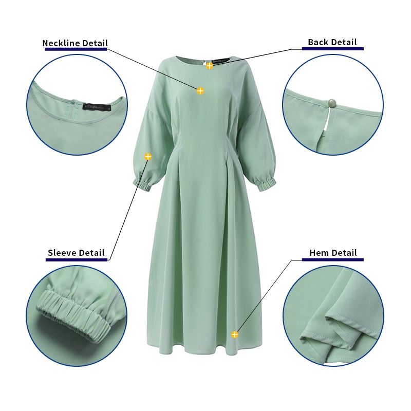 Đầm dài ZANZEA tay dài 3/4 thắt dây eo co giãn thời trang tùy chọn màu sắc dành cho nữ