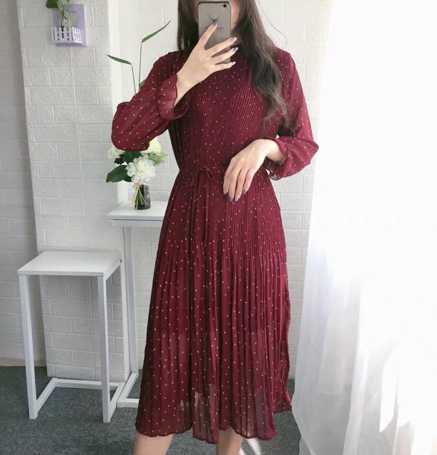 Đầm suông chấm bi lụa | BigBuy360 - bigbuy360.vn