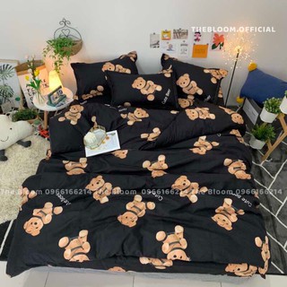 Set Chăn Ga Gối Cotton Poly 4 món - Gấu đen