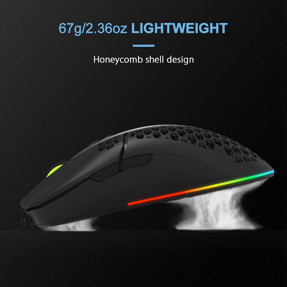 Chuột gaming Delux M700 PMW3389 RGB thiết kế tổ ong có dây cáp mềm độc đáo