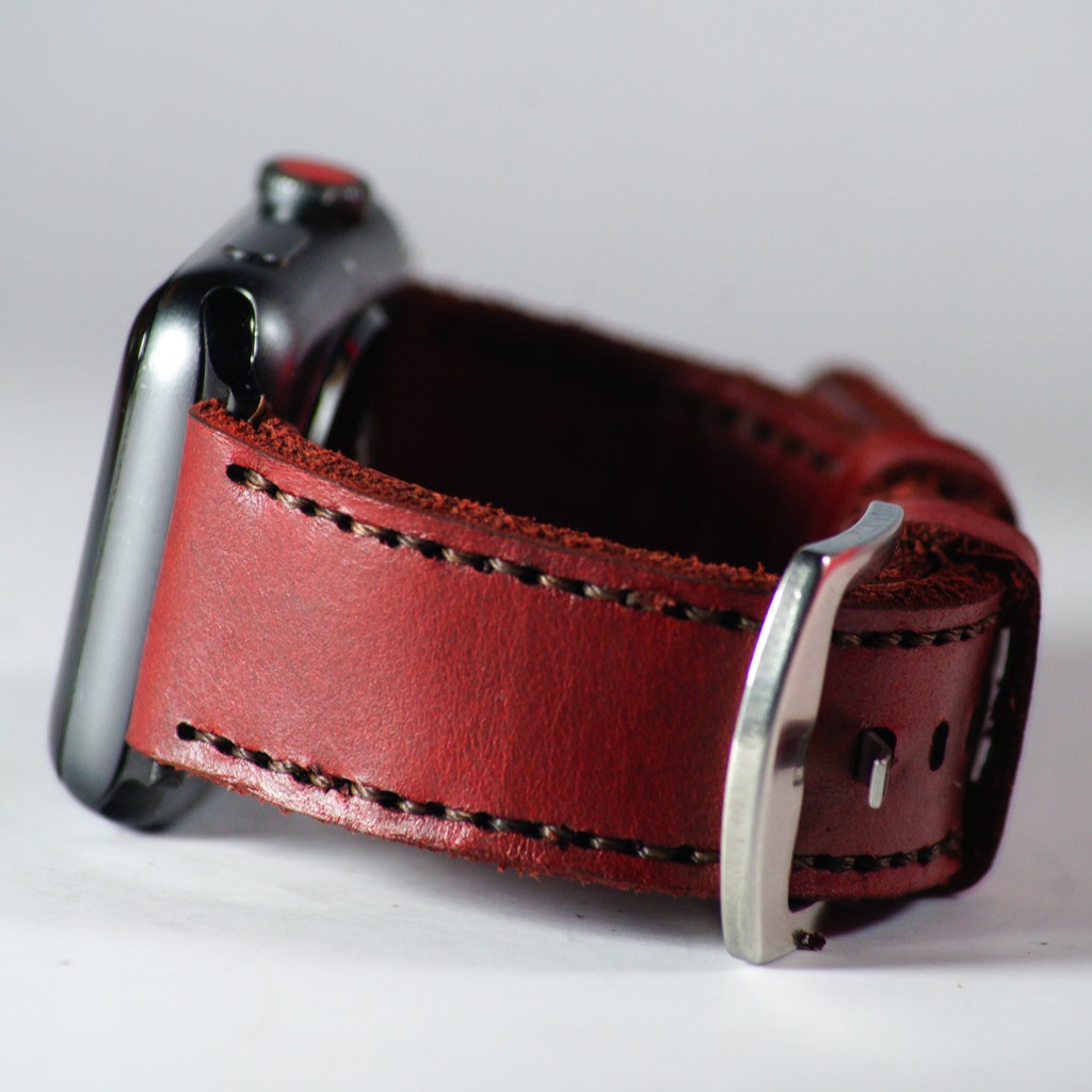 Dây đồng hồ RAM Leather Classic 1982 da bò thật đỏ đủ size - tặng khóa chốt và cây thay dây