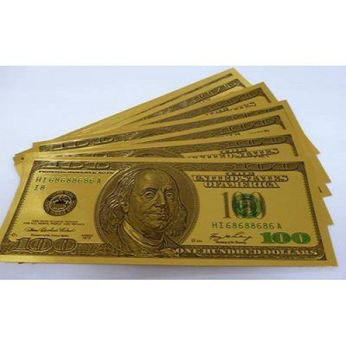 XẢ KHO -  Bộ 10 tờ tiền 100USD mạ vàng BTC01