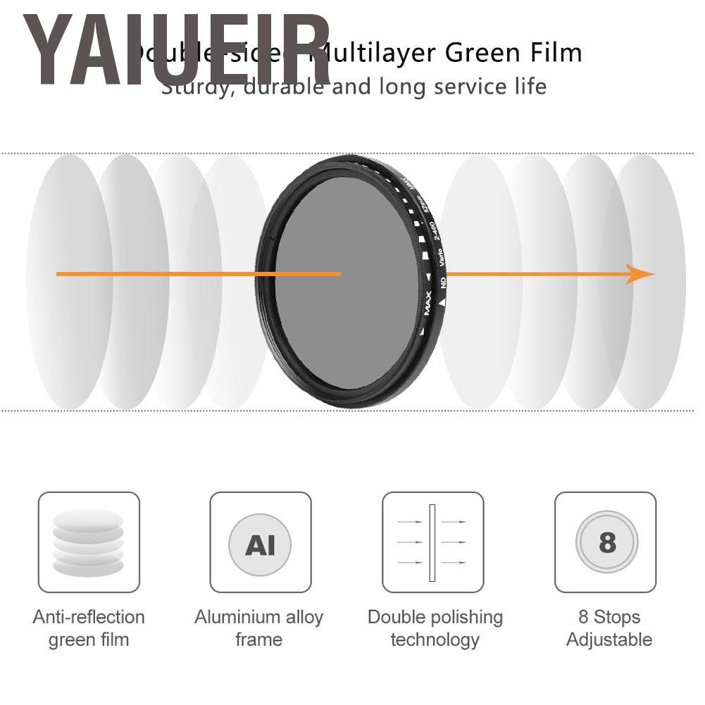 Yaiueir 52mm ND lens filter ND2-ND400 Adjustable for SLR mirrorless camera