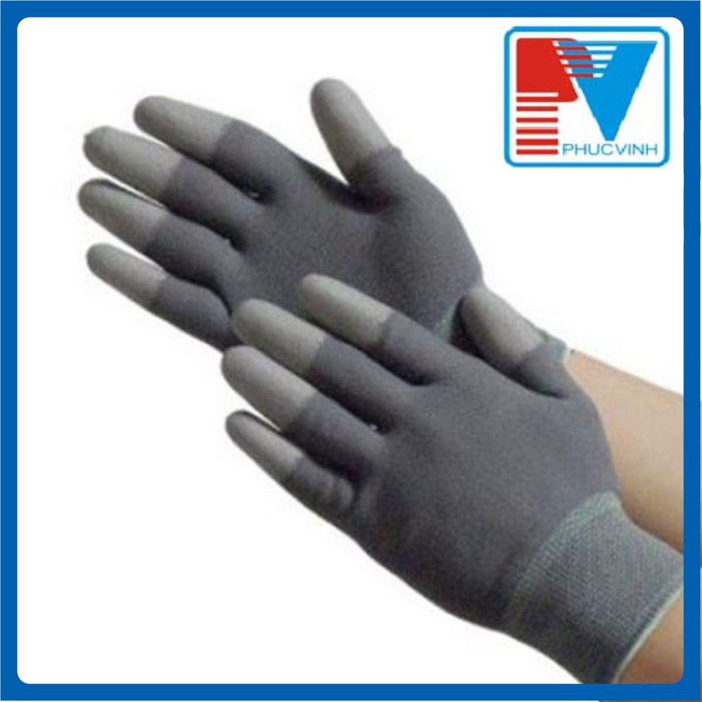 combo 10 đôi Găng tay phủ PU ngón tay màu xám