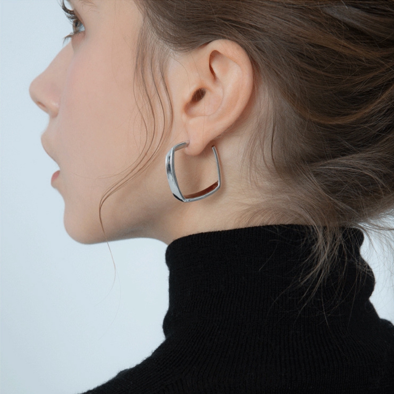 Bông Tai Hình Vuông Phong Cách Hip Hop Cho Nữ