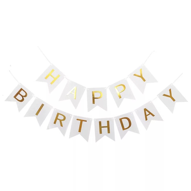 Dây chữ, dây cờ ánh kim happy birthday - trang trí sinh nhật