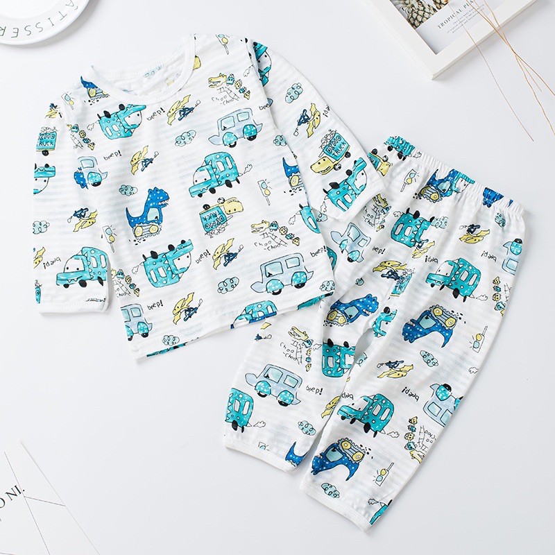 Đồ Bộ Dài Tay, Bộ Cotton Sợi Tre Dài Tay size 73-110