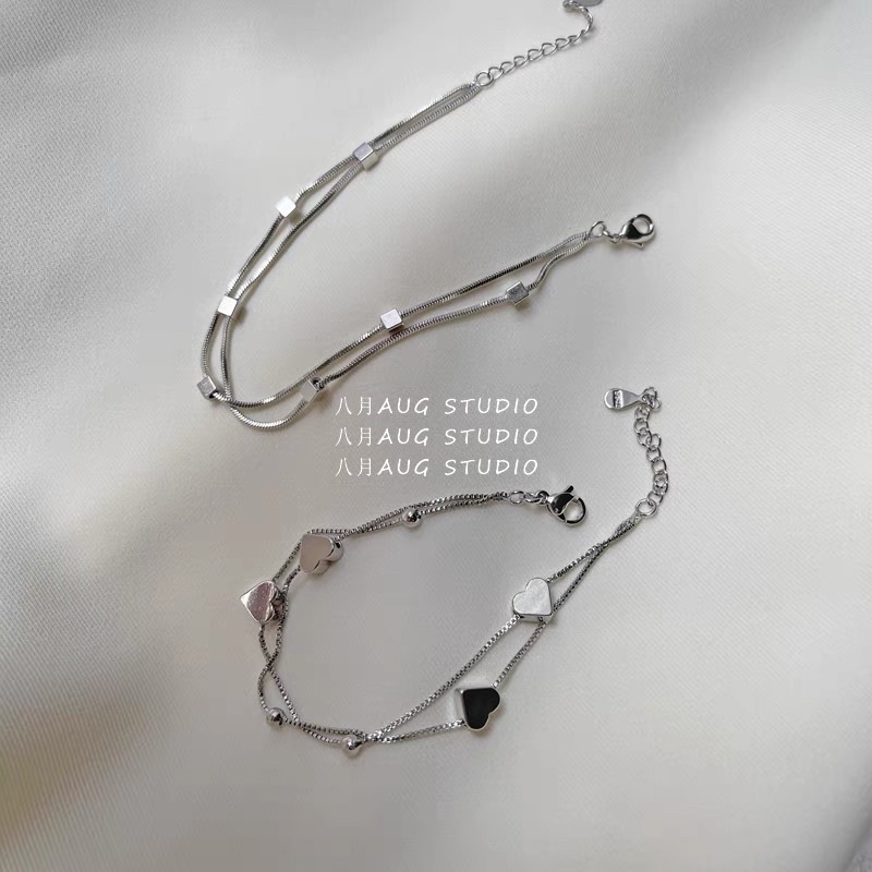 Lắc tay vòng tay khối vuông kiểu hàn quốc bạc ý 30% cực xinh ah
