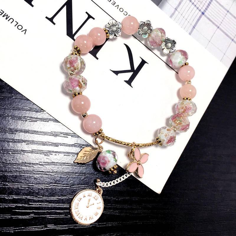 Vòng Tay Đá Sa Thạch Xanh Dương Phiên Bản Hàn Quốc Ngọt Ngào Đồng Hồ Hồng Sáng Tạo Làm Quà Tặng đá phong thuỷ vòng tay đá phong thuỷ vòng tay Chính Hãng Thạch anh