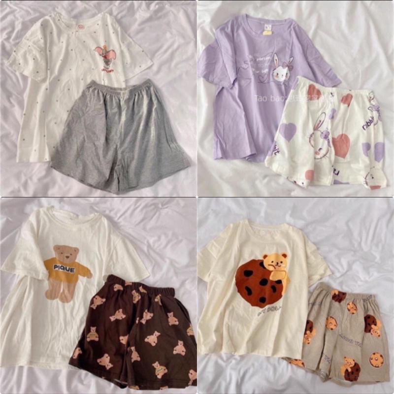 Bộ Hình Gấu Cotton Quần Đùi